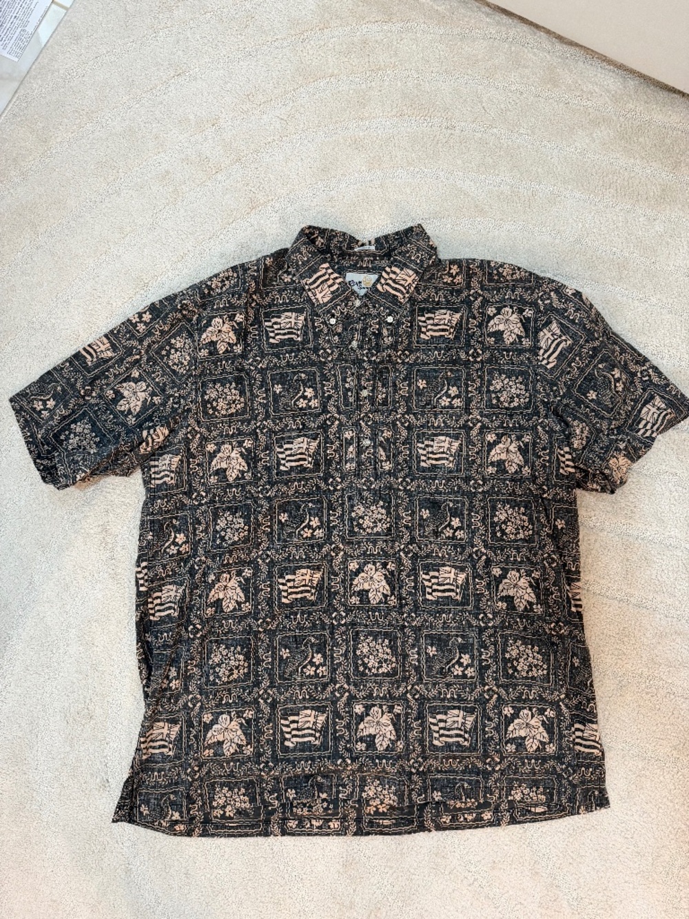 Reyn Spooner Limited Issue 2XL Hawaiian Aloha Shirt Classic Black Tan